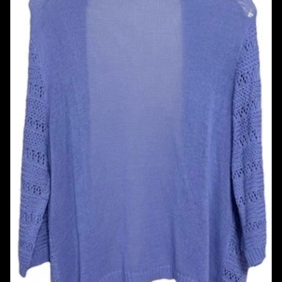 Sara Morgan Knit Cardigan Open Front Sweater L Blue No Buttons Long Sleeves - Picture 6 of 10